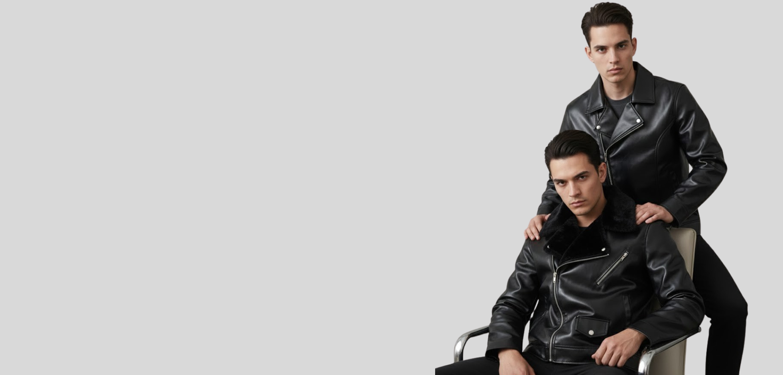 Two men wearing stylish leather jackets – Biker and Bomber Jackets for Men
