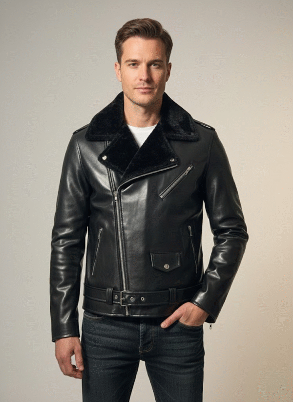 Men’s Classic Biker Leather Jacket – Stylish & Durable