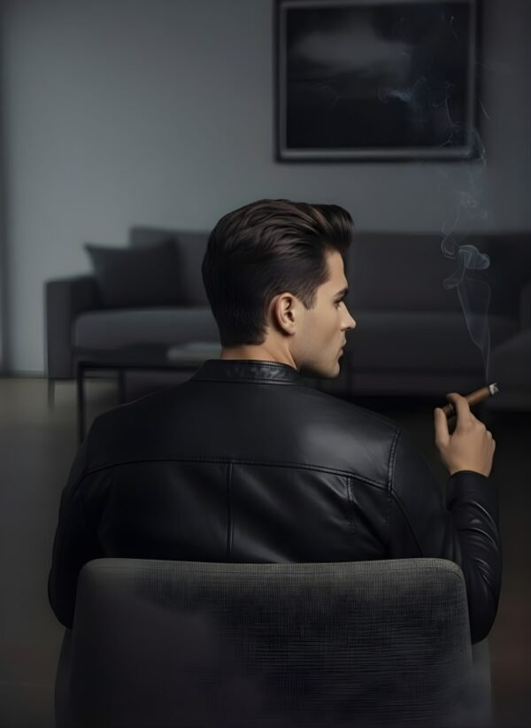 MOD Faux Leather Double Side Front Pocket Jacket back view showing premium faux leather finish and double front pocket design