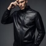 B66 Faux Leather Jacket premium quality front view with modern design