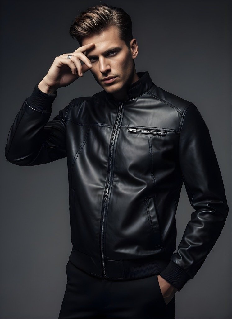 B66 Faux Leather Jacket premium quality front view with modern design