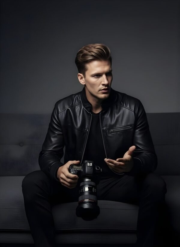 B66 Faux Leather Jacket premium quality sleeve and arm detail