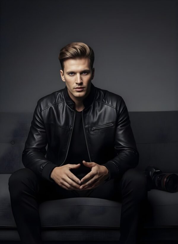 B66 Faux Leather Jacket premium quality sleeve and arm detail