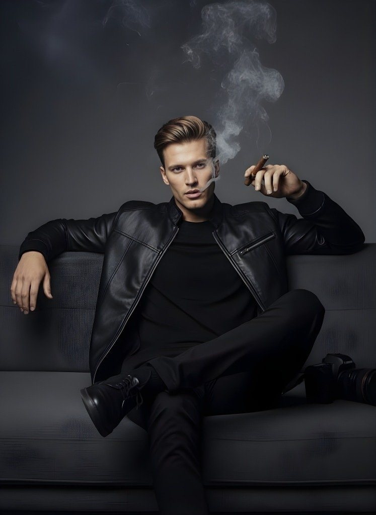 B66 Faux Leather Jacket premium quality collar detail close up