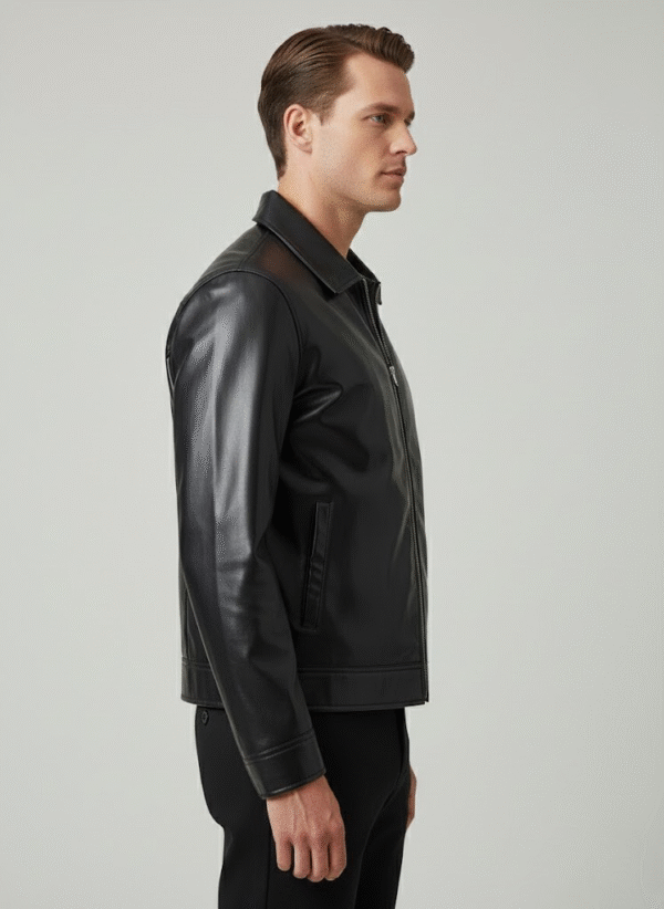 Men’s Fashion Bomber Faux Leather Jacket – Sleeve & Arm Style