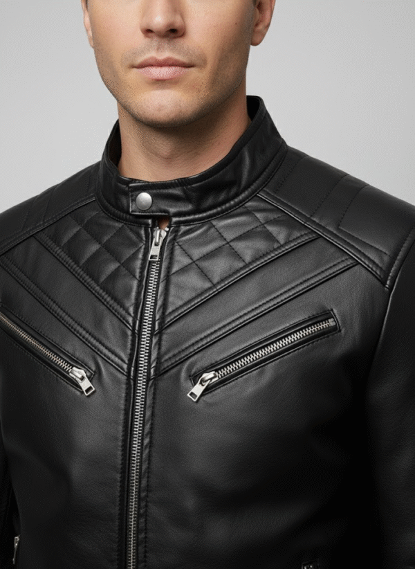 T11 Faux Leather Jacket – Zip Detail Close-up