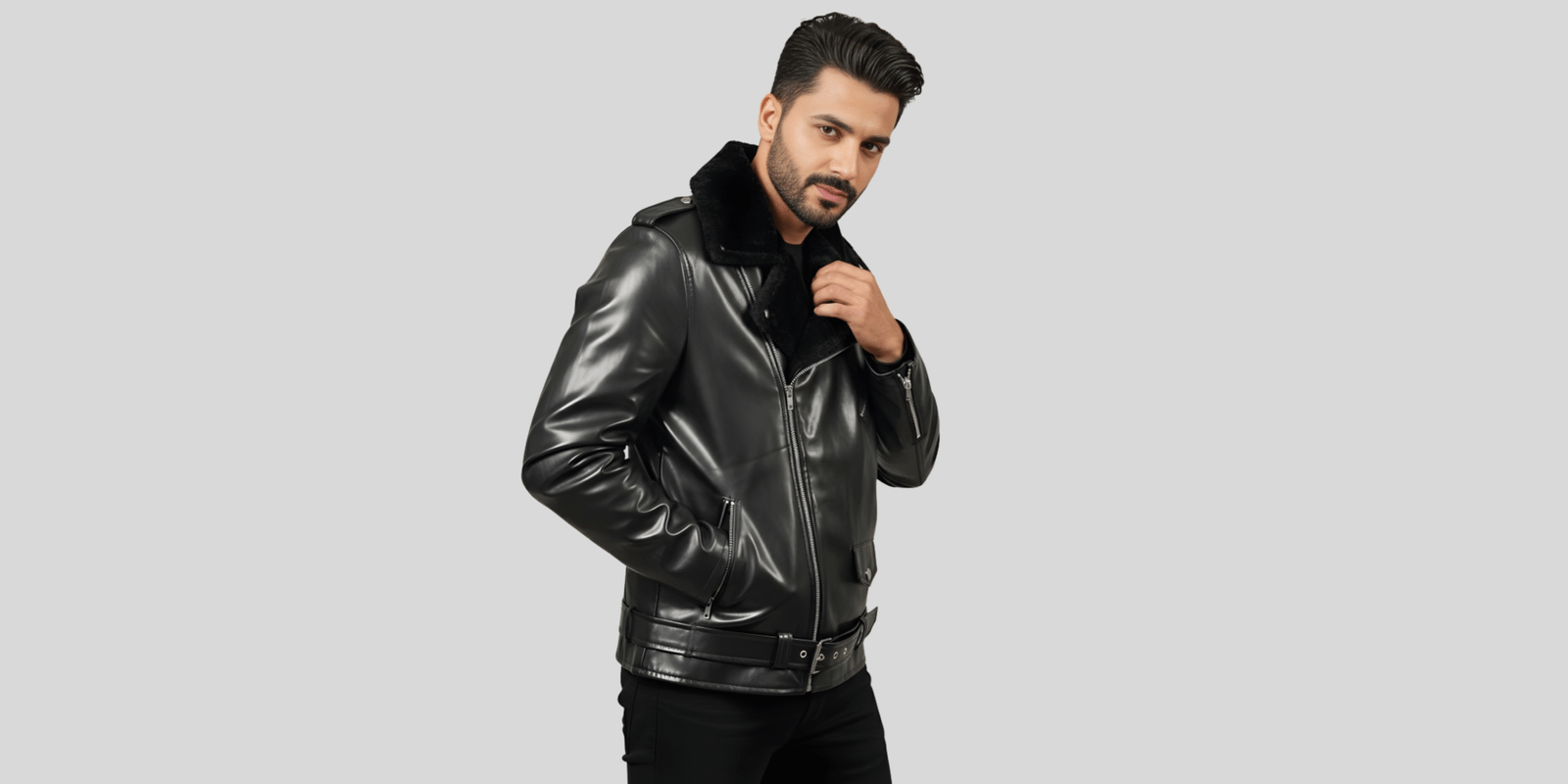 Men’s biker leather jacket in Pakistan – premium winter wear