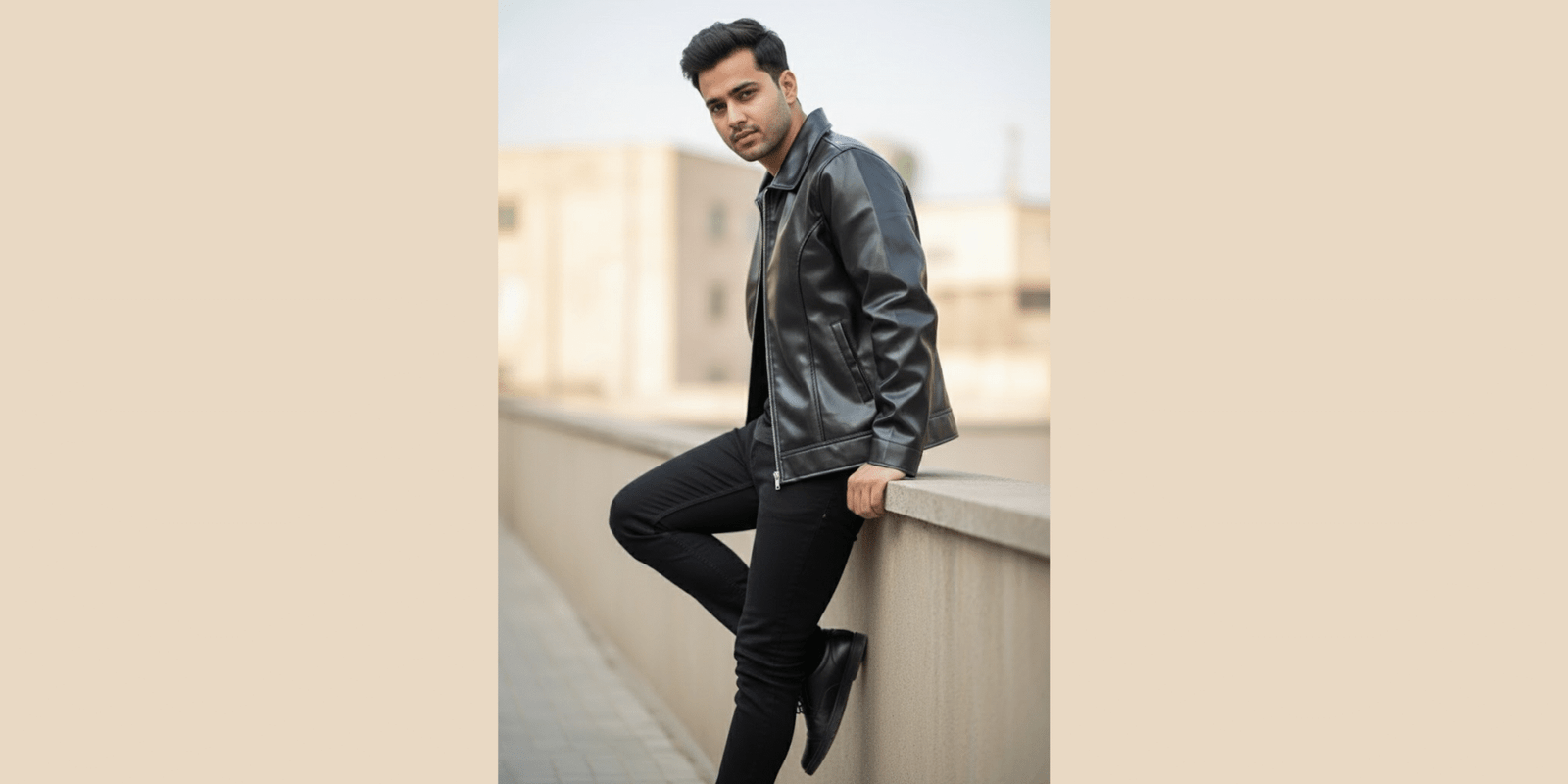Men’s fashion bomber faux leather jacket in Pakistan – modern winter style